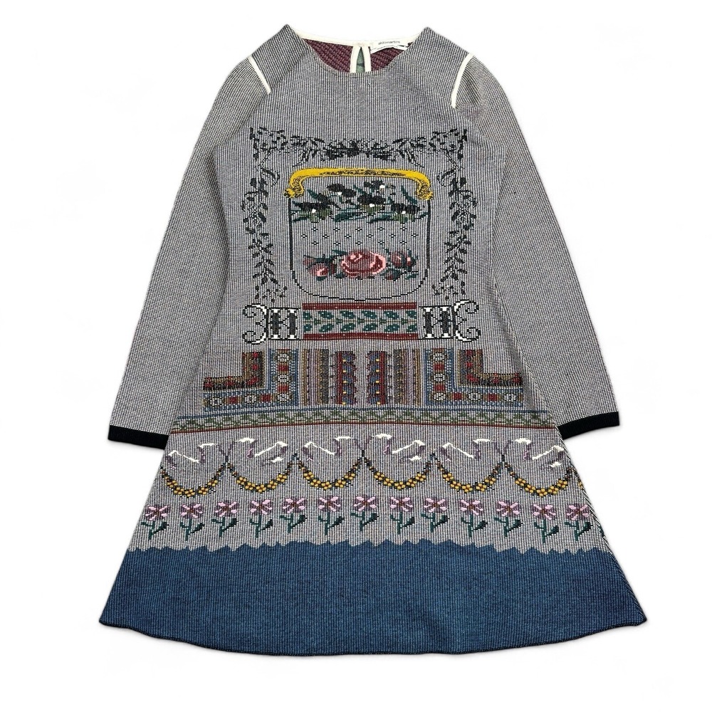 Anthropologie Aldomartins Sweater Dress Women's Small Floral Bamboo Knit Cottage